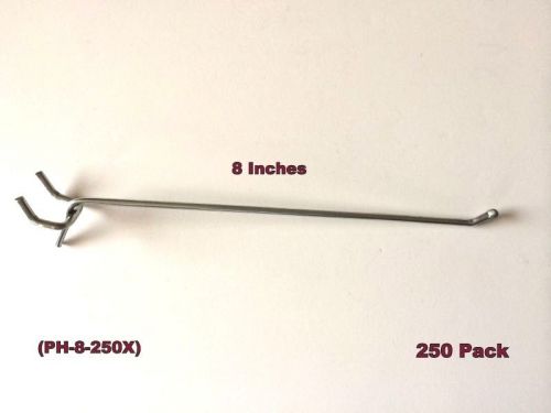 (250 PACK) American Made 8 Inch Metal Hooks. For 1/8 &amp; 1/4&#034; Pegboard or Slatwall