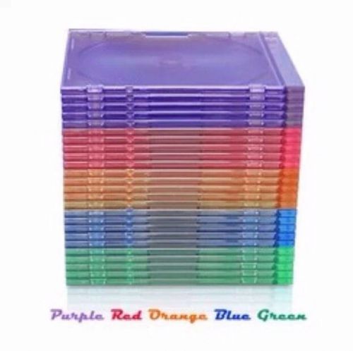 25 SLIM ASSORTED Color CD Jewel Cases Assorted Colors &#034;Brand New&#034;