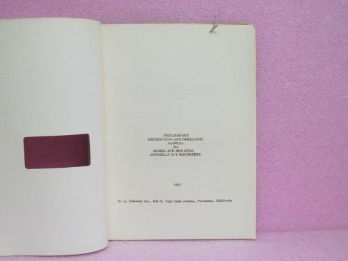 Moseley Manual 2FR, 2FRA Autograf X-Y Recorder Preliminary Instr. Man. w/Schem.