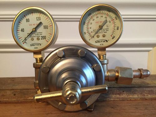 Vintage smith brass regulator, (2) antique pressure gauges, steam punk, welding for sale