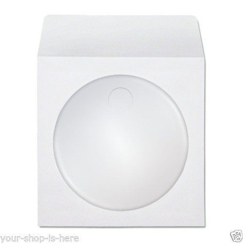 CD DVD Paper Sleeves White with Clear Window 1000 per Pack, New, Free Shipping