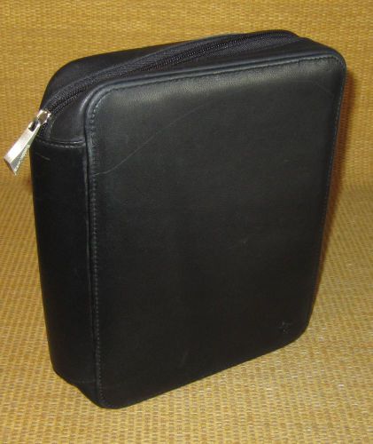 Classic 1&#034; Rings | Black LEATHER FRANKLIN COVEY Zip Planner/Binder w/ Storage