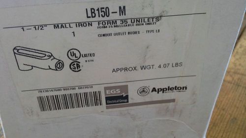 Appleton LB150-M Conduit Outlet 1-1/2&#034; Mall Iron Form 35 Unilets New in Box