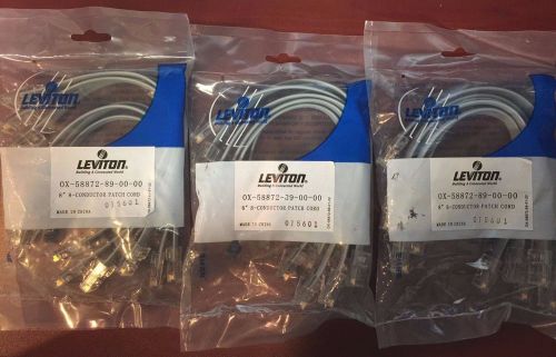 Lot of 3: LEVITON 58872-89 / 8-Conductor / Flat Phone / Patch Cord
