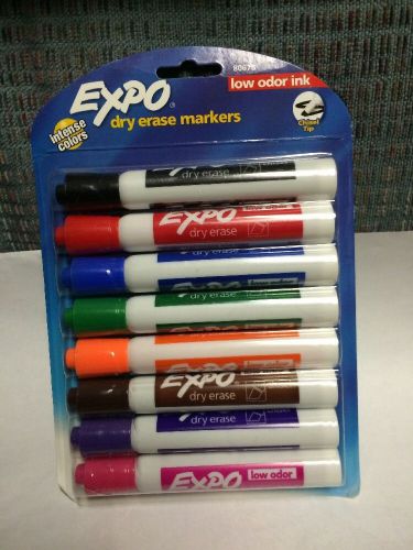 EXPO DRY ERASE MARKERS Assorted Intense Colors - Low Odor Ink - Chisel Tip - 8pk