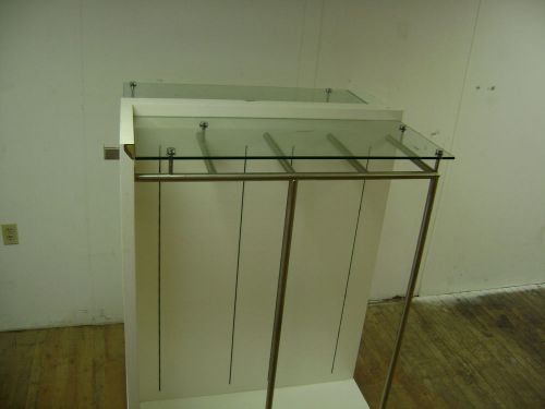 White  glass top  retail display unit w/ wheels for sale