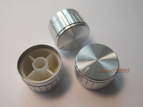 5pcs high quality aluminum potentiometer volume knob d25.7mm h16.6mm silver for sale