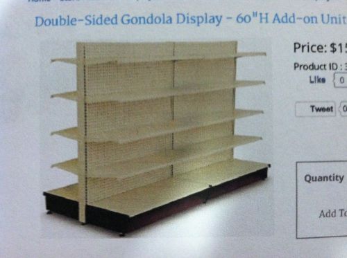 Gondola double sided Shelving 60&#034; h.20&#039; row 5- 4&#039; sections pegboard backs 36&#034;w