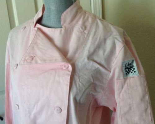 CHEF REVIVAL Cotton Cooking Jacket Coat Uniform Apron Ladies Pink Coat Reg Med M