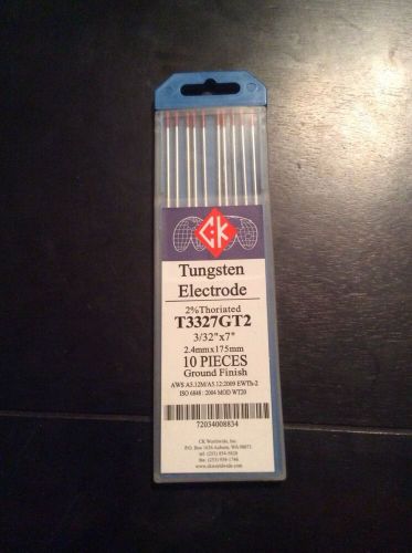 Ck Tungsten Electrode, T3327Gt2 3/32&#034; X 7&#034;, 10 Piece Set