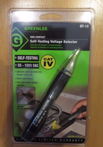 New Greenlee GT-12 Non-Contact Self-Testing Voltage Detector 50-1000V AC CAT IV