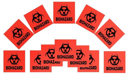 12-pack Bright Orange &#034;Biohazard&#034; 4-inch Vinyl DOT Decals / Stickers - 22-06-02