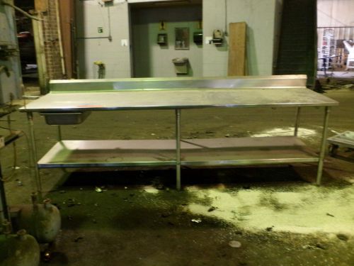 Stainless Steel 10&#039; Prep Table with backsplash, underneath shelf