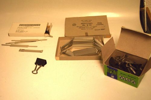 ASSORTED PRONG PAPER FASTENERS WITH & WITHOUT COMPRESSOR & BINDER CLIPS-
							
							show original title