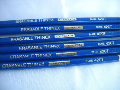 Lot 6 DIXON Erasable Thinex Blue 420T Thin Lead Color Pencils Waterproof