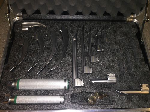 Propper Fiberoptic Laryngoscope Set Mac and Miller Blades and Handles