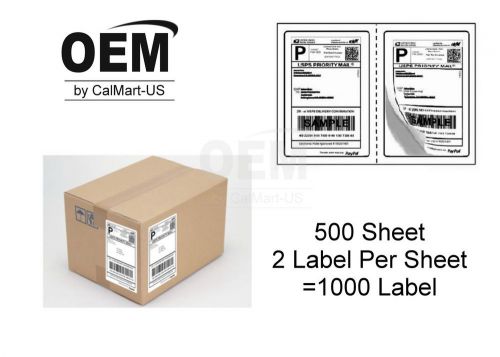 1000 8.5 x 11 2 Labels/Sheet Self Adhesive Shipping Labels UPS USPS eBay Paypal