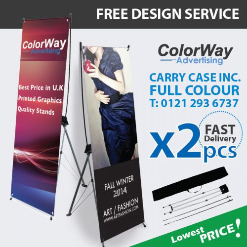 2 pcs of Printed X Banner 60x160cm -  Pop Up/Roll Up/Pull up Exhibition Display