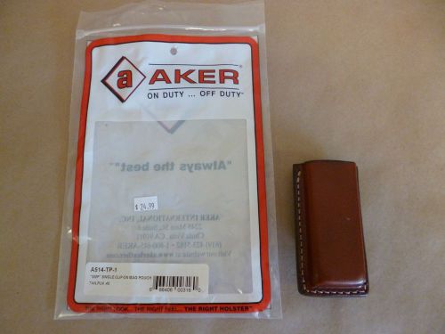 AKER A514-TP-1 SMP SINGLE CLIP-ON MAGAZINE POUCH TAN PLAIN FINISH FOR GLOCK 45
