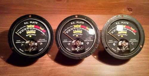 Lot of 3 Vintage P.A Plate/ P.A. Grid/ Battery Meters - Marion Electric - Used