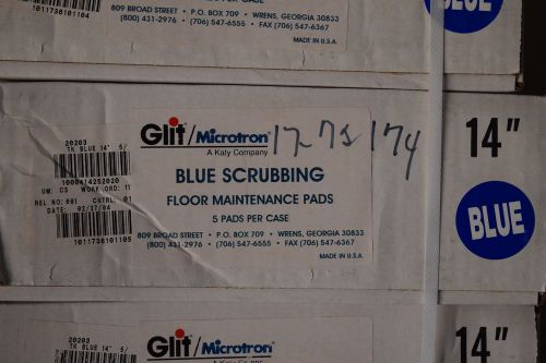 14&#034; BLUE FLOOR SCRUBBING PADS  Case of 5 Glit Microtron