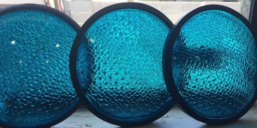 (1) Kopp Traffic Light Signal Lens Green Blue Glass TL-4777 w/ Gasket 8 3/8&#034; RR