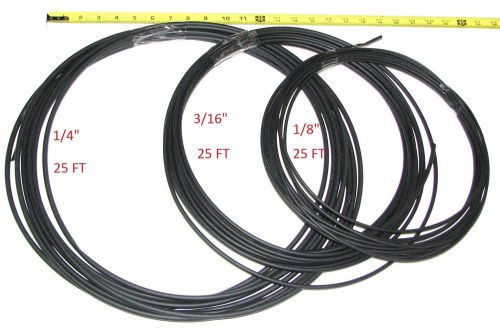 25ft each 1/8&#034;,3/16&#034;,1/4&#034; black polyolefin heat shrink tubing 2:1 shrink ratio for sale