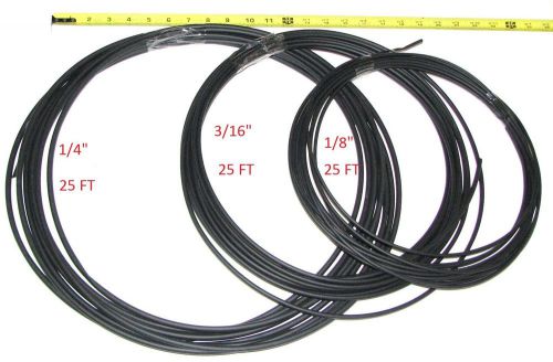 25Ft EACH 1/8&#034;,3/16&#034;,1/4&#034; Black Polyolefin Heat Shrink Tubing 2:1 Shrink Ratio