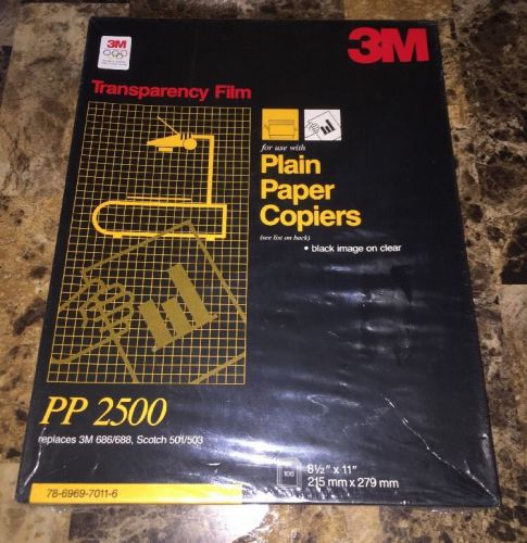 3M PP2500 Transparency Film For Copiers  8 1/2&#034; x 11&#034; (100 SHEETS) NEW &amp; SEALED