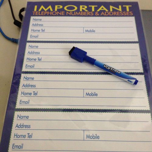 Dry erase magnet for  Important telephone #&#039;s and addresses w/ magnetic marker