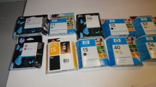 Lot of 10 hp 56,57,40,10,940,15, 11, 72 new expired ink cartridge for sale