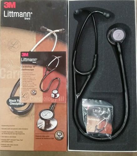 3m littmann cardiology iii stethoscope, black finish 27&#034; black tube #3131be for sale