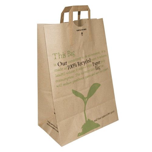 Duro handle bag kraft paper 100% recycled 12&#034;x7&#034;x17&#034; 300 ct legislative appro... for sale