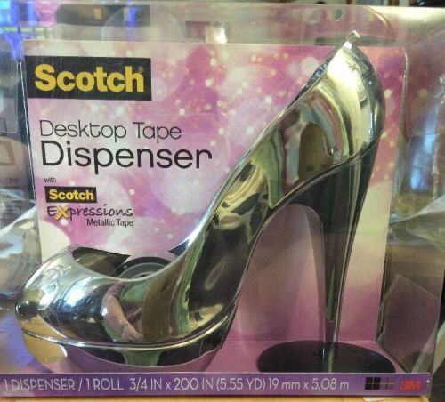 Scotch Expressions SILVER Shoe Desktop Dispenser w Metallic Tape Stiletto Heel