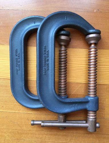 Pair of wilton 404-p spark-duty c-clamps with copper plated spindles. nos! for sale