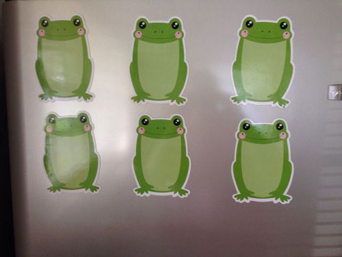 set of 6  Green FROG dry erase magnets great for refrigerator, office, school