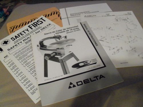 Instruction Manual-Replacement Parts DELTA 18&#034; Variable Speed Scroll Saw 40-650