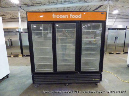 True 3 glass swing door freezer  merchandiser on casters gdm-72f for sale