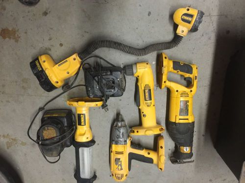 dewalt 18 volt battery saw 1/2 impact driver right angle drill light car charger