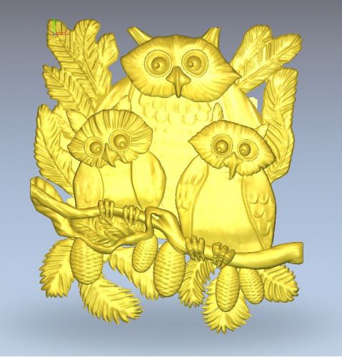 Owl scene for cnc router or 3d printer (stl format)