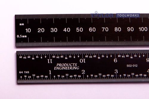 USA PEC 6&#034; 150 mm SAE/Metric Rigid Black Chrome Machinist Ruler Scale