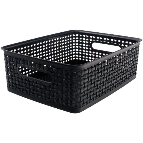 Weave design plastic bin medium-black, 13.75 inchl x 10.5 inchw x  091141360030 for sale