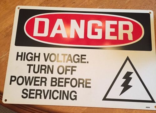 Danger Sign - High Voltage Turn Off Power Before Service 10x14 OSHA Safety Sign