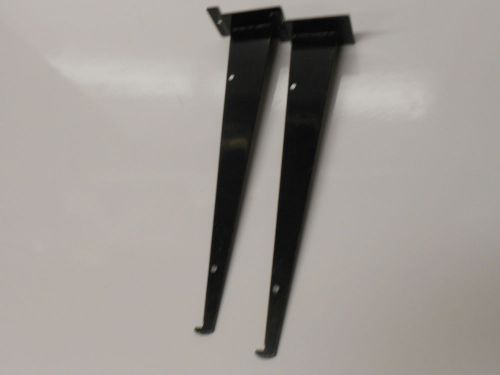 set of 2. 12&#034; black slatwall shelf brackets. hook. holder. display.