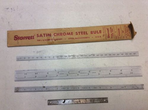 Vintage L.S. Starrett 12&#034; Machinist No. C303sr-12 Satin Chrome Rule and 6 inch