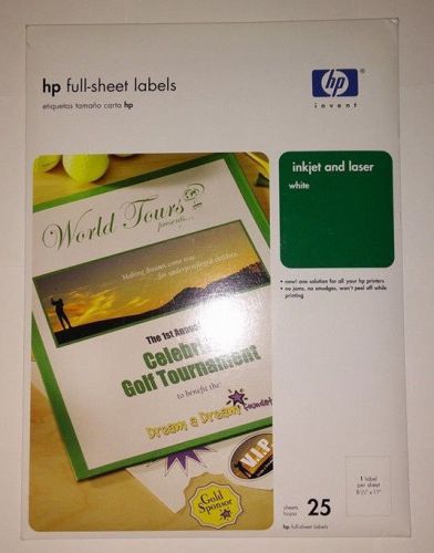 Pack/25 HP Q2550A Full Sheet Labels 8.5&#034; x 11&#034;(1 MISSING)