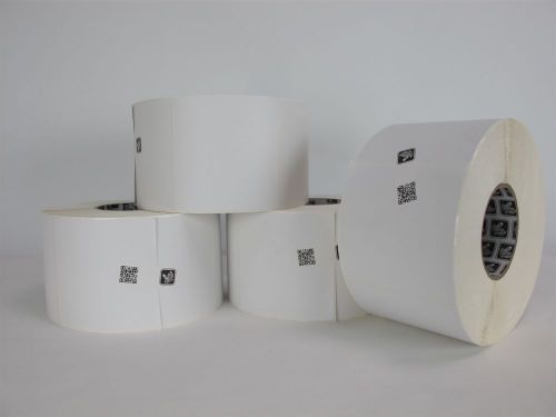 1 case (4 rolls) - zebra z-select 4000d 4&#034;x4&#034; thermal label 3&#034; core p/n 82801 for sale