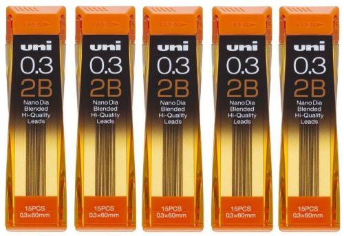 Uni NanoDia Mechanical Pencil Lead 0.3 mm 2B U03202ND2B 15 Leads x 5 set