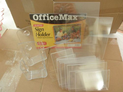 Mixed Lot of 16 CLEAR BROCHURE &amp; SLANTED SIGN HOLDERS Acrylic Plastic - VGC!