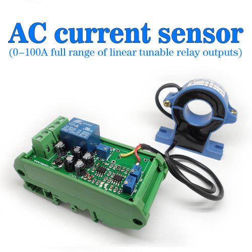 Current detection sensor ac 0-100a full range of linear adjustable relay output for sale